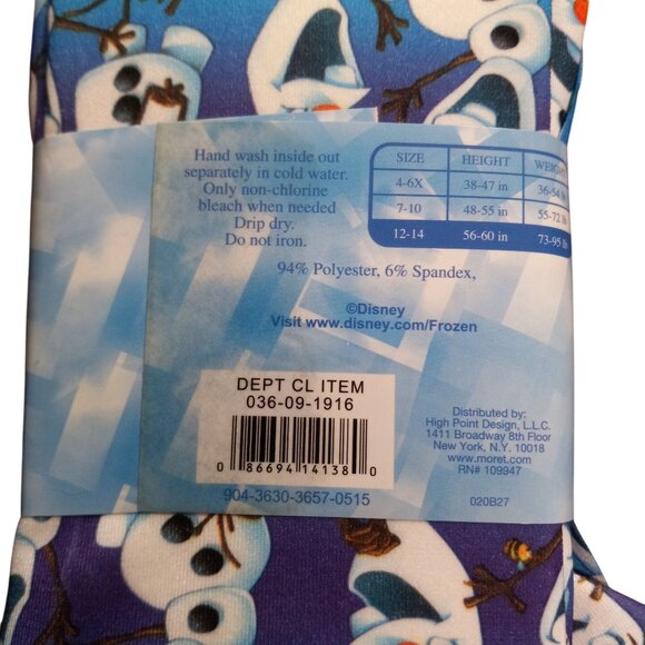 Disney Size 12-14 Leggings Girls Frozen Olaf Comfortable Stretchy Fabric NEW - Picture 3 of 4